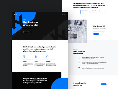 Ky Meds Homepage 2018 black blue clean flat health care ui ux web webdesign