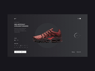 AI Sneakers 2019 black clean flat sneaker ui ux web webdesign