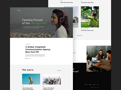 Zeno - PR Agency Website after effect animation clean creative design green layout portfolio ui video web website