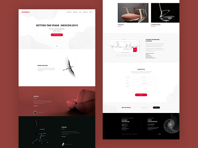 Okamura - Furniture Company Landing Page black branding clean creative design furniture illustration landing layout portfolio red ui web