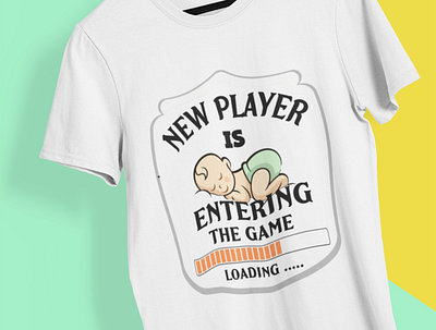 New Player Is Entering branding cute design funny illustration kids t shirt logo pregnency t shirt t shirt designer vector