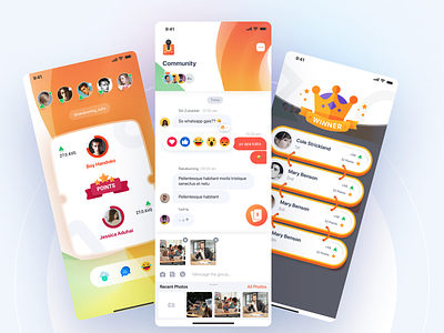 Exploration Doubles App chat clean doubles games gradient leatherboard messaging mobile orange picks rangking results rewards