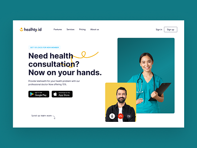 Exploration - Telemedicine Landing Page clean design gradient health hospital landing page telemedicine ui ui design visual design web design website