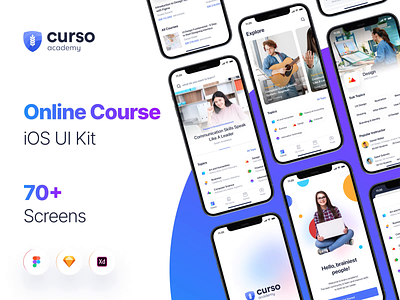 Curso Online Course UI Kit academy clean course education kit learning mobile neat online course professional skill study teacher ui kit