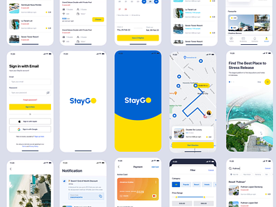 StayGo - Staycation & Hotel Booking blue booking hotel staycation tourism travel trip ui kit yellow