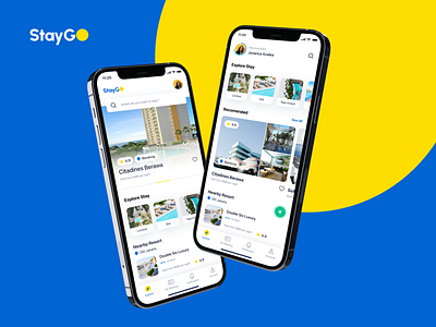 StayGo - Staycation & Hotel Booking blue booking hotel resort staycation ticket tourism travel trip ui kit yellow