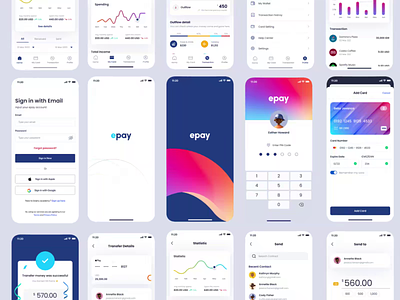 Epay Wallet App banking chart clean expense finance fintech management mobile money saving ui kit wallet