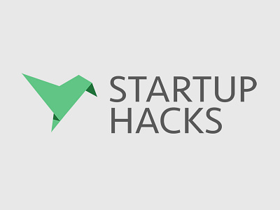 Startup Hacks Logo bird green logo logos low poly sans shadow startup