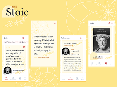 The Stoic app — Design Concept ancient app clean greek inspiration meditation mobile motivation museum philosophers quotes roman simple stoic ui