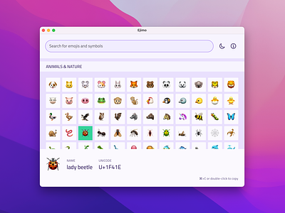 Ejimo – Emoji and symbol picker app character desktop emoji macos picker screenshot symbol ui windows
