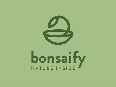 Bonsaify bonsai branding leaf logo nature sprout tree