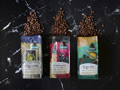 Coffeenaut branding coffee packaging