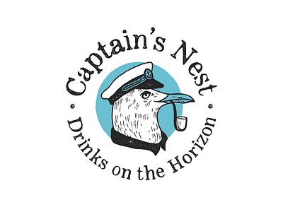 Captain's Nest bar bird branding logo