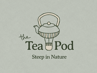 The Tea Pod branding hot air balloon logo tea zen