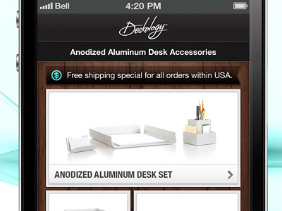 Deskology Mobile Site/App app application gui iphone mobile phone shop store ui ux