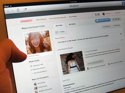 Profile Page on iPad design girls homepage icons media model models platform profile social website women