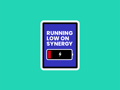 Running low on synergy art business humor iconography illustration punny business tech vector