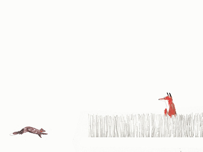 Fox and Squirrel / Friends or foes? animals book illustration botanical illustration crayon illustrations nature illustration pencil photoshop scanner