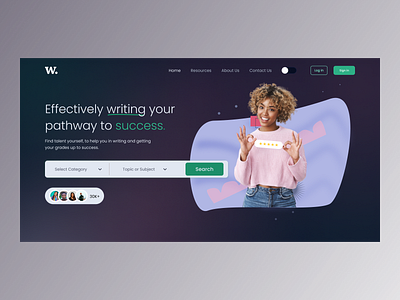 Writing Site Dark design landing pages popular ui ux web design