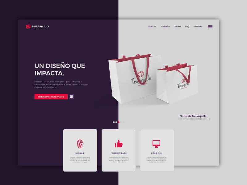 Infrarrojo Estudio Web landing interface layout website web deisgn ux iu agency bag web design