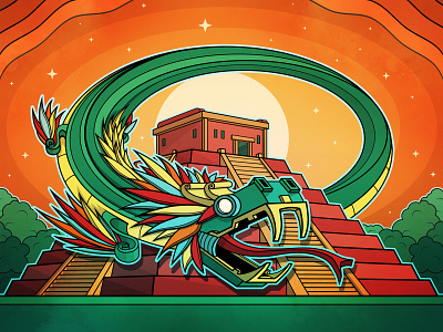 Quetzalcoatl Illustration cartoon deity design illustration mythology serpent vector