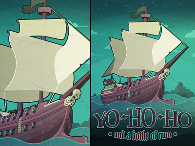 Yo-ho-ho and the bottle of rum danger design fantasy graphic design illustration pirate pirate ship sea vector