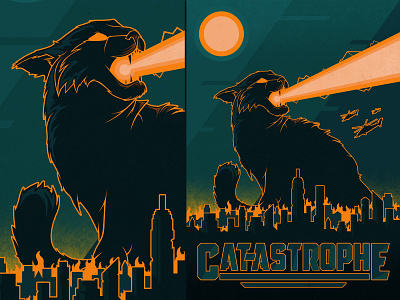 Cat-astrophe cat design destruction godzilla graphic design illustration poster poster design vector