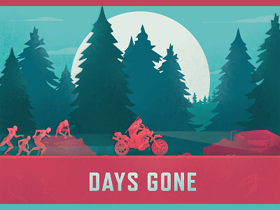 Days Gone Poster days gone design flat franchise graphic design illustration minimal poster vector videogame