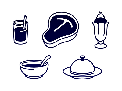 Food Icons cloche drinks food icon icons illustration soup sundae t bone