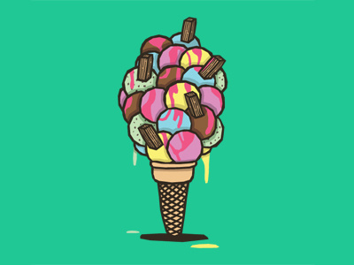 One scoop or two? colour colourful food green ice cream illustration