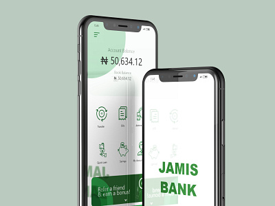 Jamis Bank splash screen and dashboard - UIUX