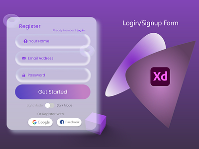 Login/Signup Form adobe branding design form illustration interactive login logo photoshop register signup ui xd