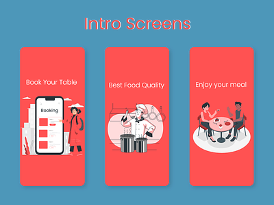 Intro Screens for Food Café adobe animation app application branding design food graphic design illustration interactive intro screens logo mockups photoshop ui ux vector