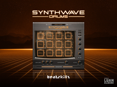 Synthwave Drums 80s audio design graphic design gui plugin rec record recording retro studio ui ux vst