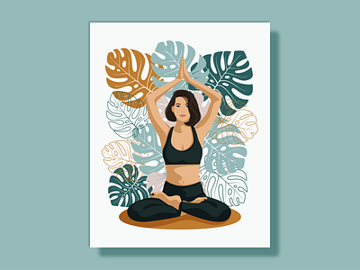 Yoga time. Girl in lotus position design illustration vector yoga