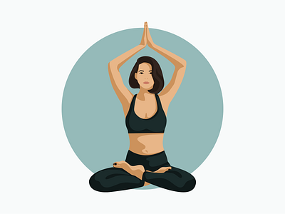 Yoga time. Girl in lotus position
