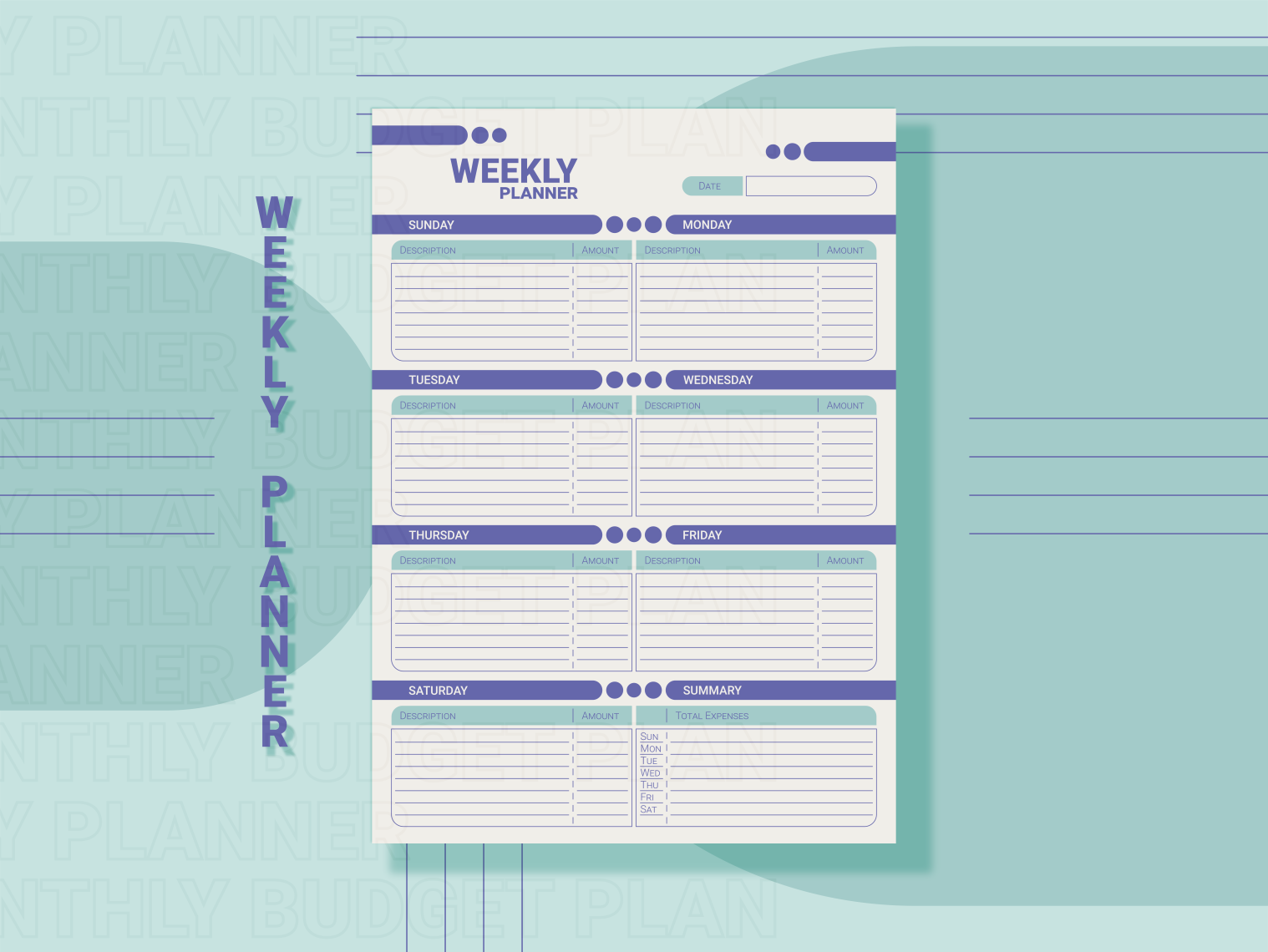 Weekly budget planner by Olga Morozova on Dribbble