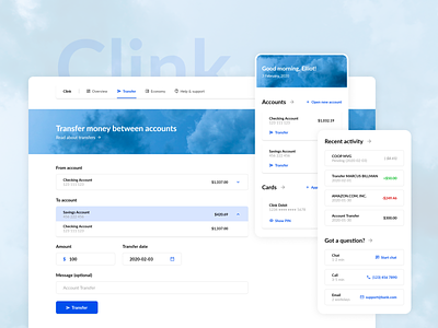 Clink — Banking Website app bank banking design economy finance money ui web webapp