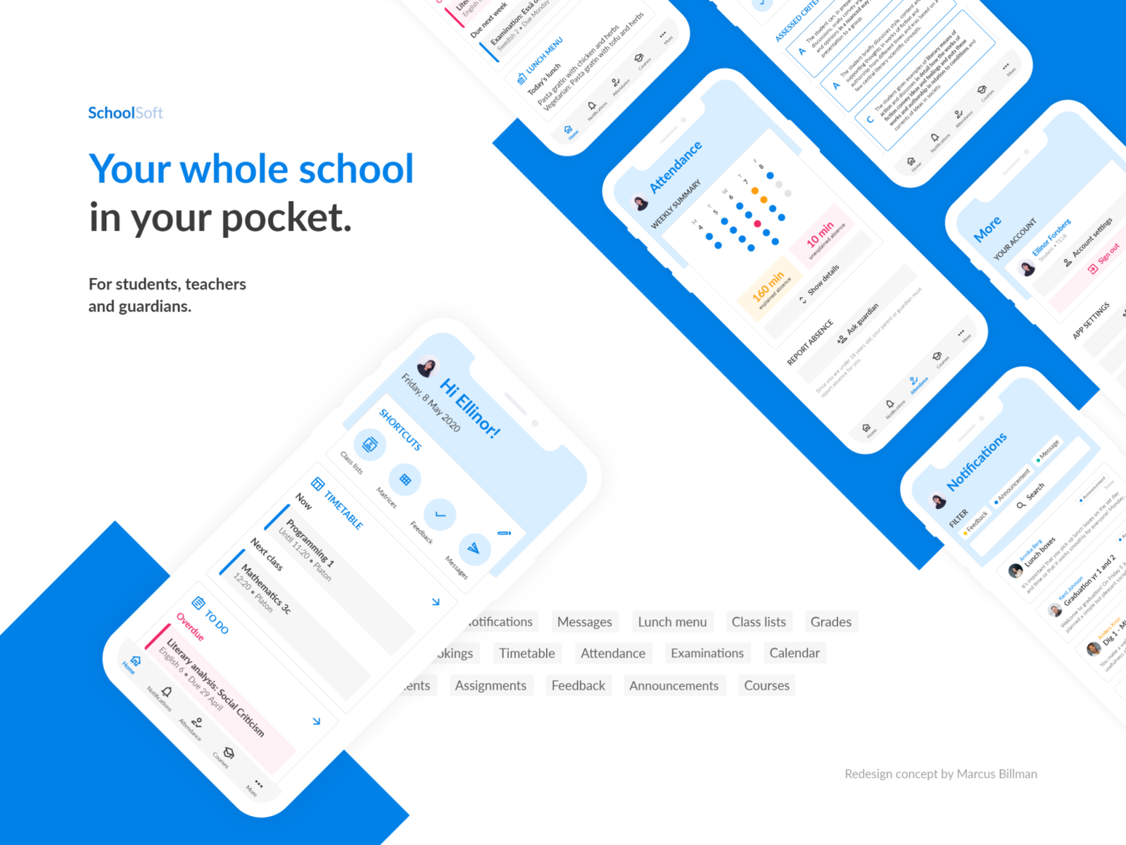 SchoolSoft redesign concept by Marcus Billman on Dribbble