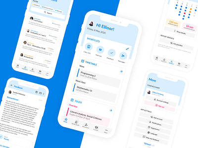 SchoolSoft redesign concept app blue branding calendar concept dashboard design education mobile redesign schedule school student teacher todo ui