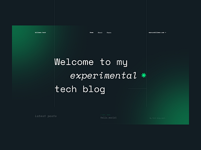 billman.tech — Experimental tech blog asymmetric blog branding dark design experimental gradient green header hero lines stealthy tech typography ui web website