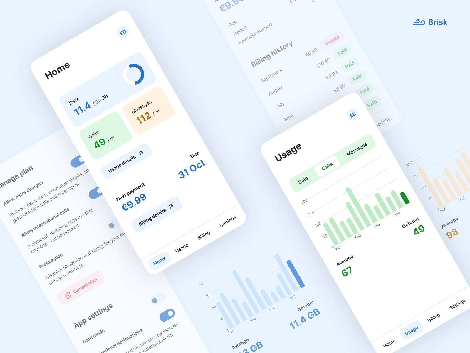 Brisk Mobile — Fresh mobile network by Marcus Billman on Dribbble