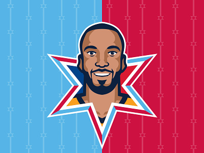 All-Star Player Illustrations all-star athletics basketball chicago donovan flag gobert illustration jazz nba player sports utah