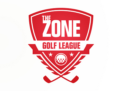 The Zone Golf League ball banner clubs crest golf league logo radio red shield zone