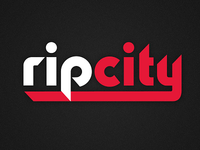 Rip City basketball black blazers city logo nba portland red retro rip script trailblazers