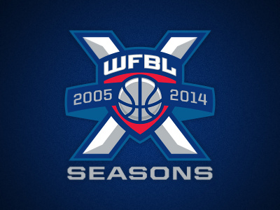 WFBL Ten Seasons Logo - Option 1 anniversary athletics banner basketball fantasy hoops logo shield wfbl x