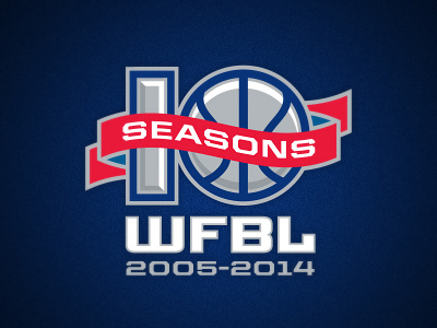 WFBL Ten Seasons Logo - Option 2 anniversary athletics banner basketball fantasy hoops logo shield wfbl x