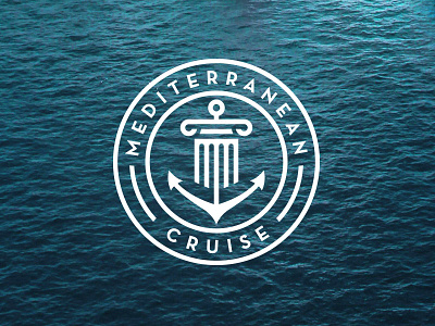 Mediterranean Cruise 2015 anchor badge column cruise event greek logo mediterranean roundel sea