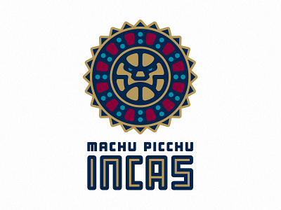 Machu Picchu Incas basketball carving face fantasy logo machu picchu medallion peru sports sun wfbl
