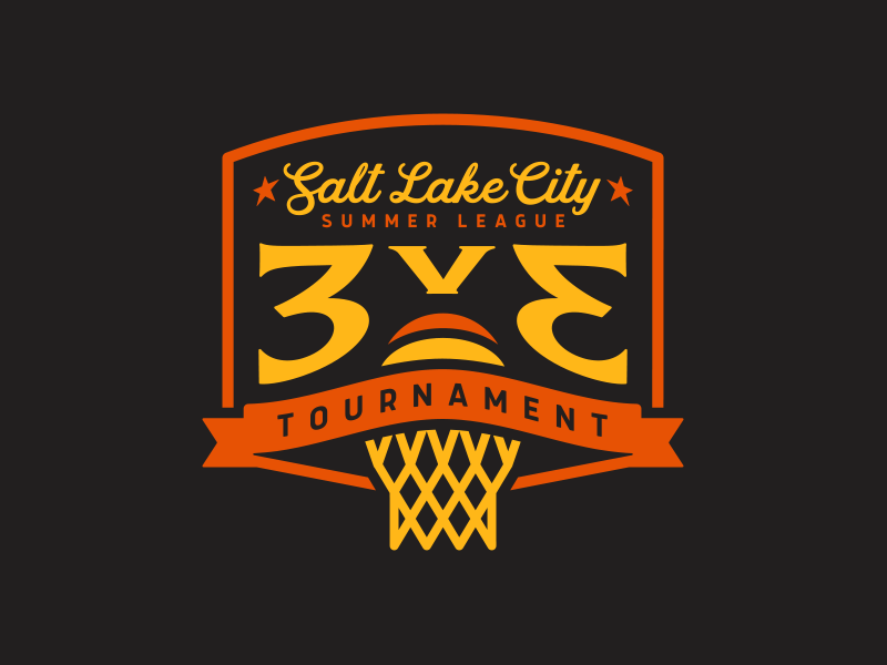 Salt Lake City Summer League 3v3 Tournament 3v3 athletics ball basketball lettering logo nba retro salt lake city summer